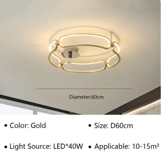 ثريا أدارا الفاخرة LED من DecorBites™: إضاءة حلقية عصرية للديكور الداخلي للمنزل