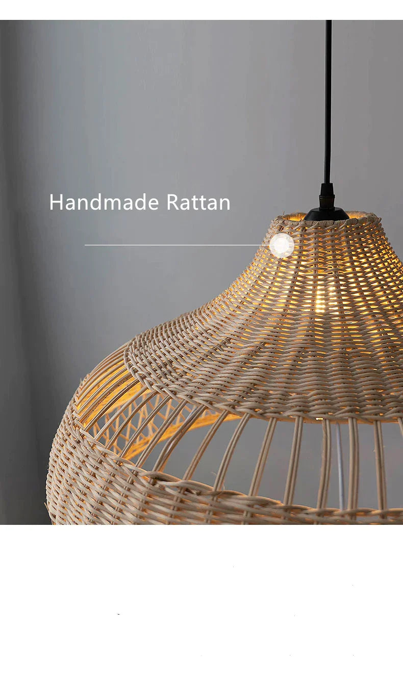 DecorBites™ Bamboo Rattan Pendant Lights for Seaside Wabi Sabi Home Decor