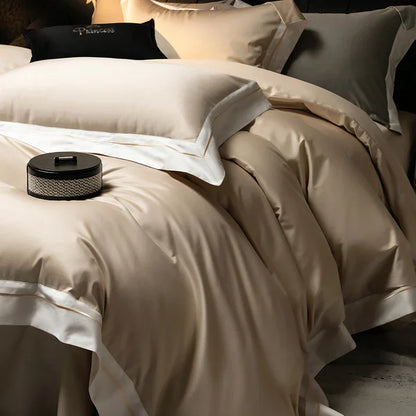 Decobites Luxury Embroidered Solid Cotton Comforter Cover Set with Sheets & Pillowcases