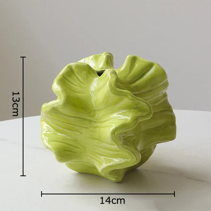 DecorBites™ Green Ceramic Vase: Unique Plant Pot for Stylish Room Decor