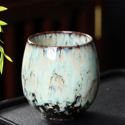 DecorBites™ Chinese Kiln Ceramic Coffee Cup Set, 250ml, Elegant Kung Fu Teacup Pottery Handmade