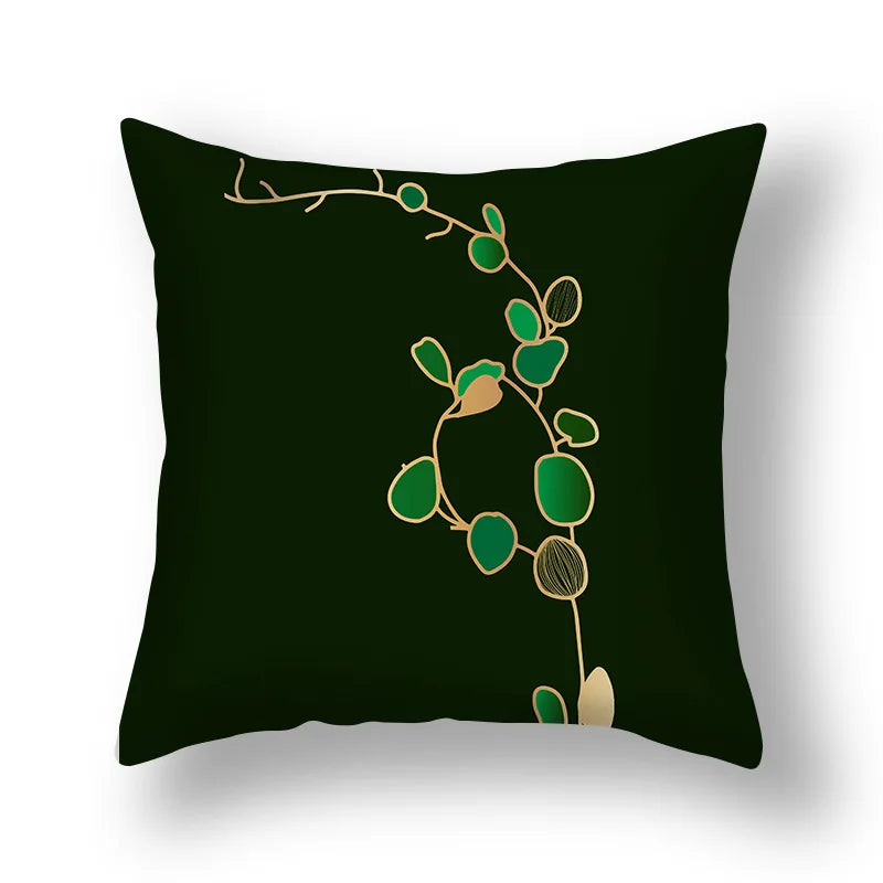 غطاء وسادة أريكة مطبوع عليه أوراق الجنكة من DecorBites™ مقاس 45×45 سم، غطاء وسادة كرسي بتصميم نورديك عصري