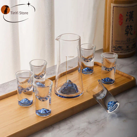DecorBites™ Blue Sake Glass Ice Jug Wine Bottle Wine Dispenser Beer Cooler