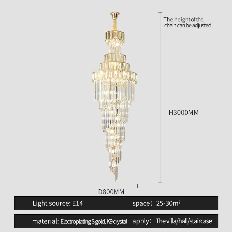 DecorBites™ Light Luxury Rotating Crystal Chandelier for Villa Living Room