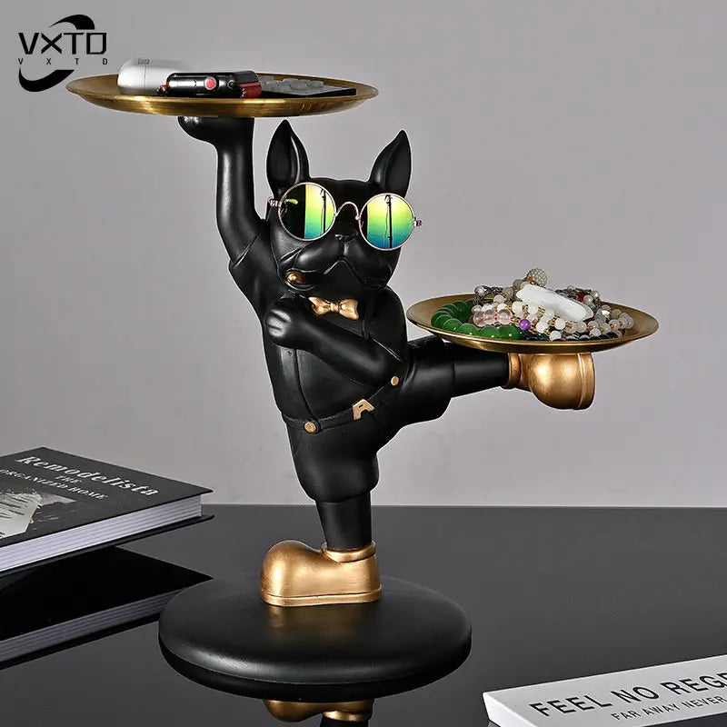 DecorBites™ French Bulldog Butler Decor: Dog Statue, Storage Box, Home Ornament Gift