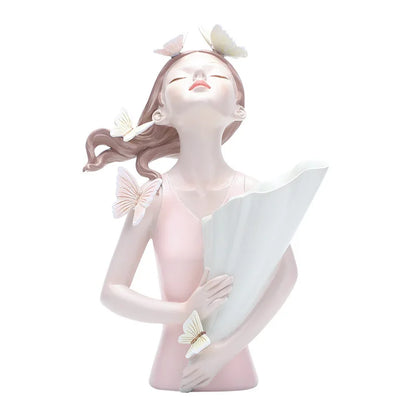 DecorBites™ Decorative Butterfly Girl Sculptures Resin Flower Vase Ornaments