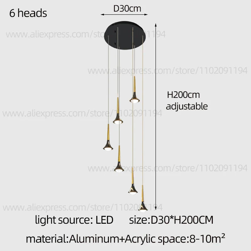 Lámpara de araña contemporánea DecorBites™ con diseño de cuerno: Iluminación colgante de techo para restaurantes y salas de estar