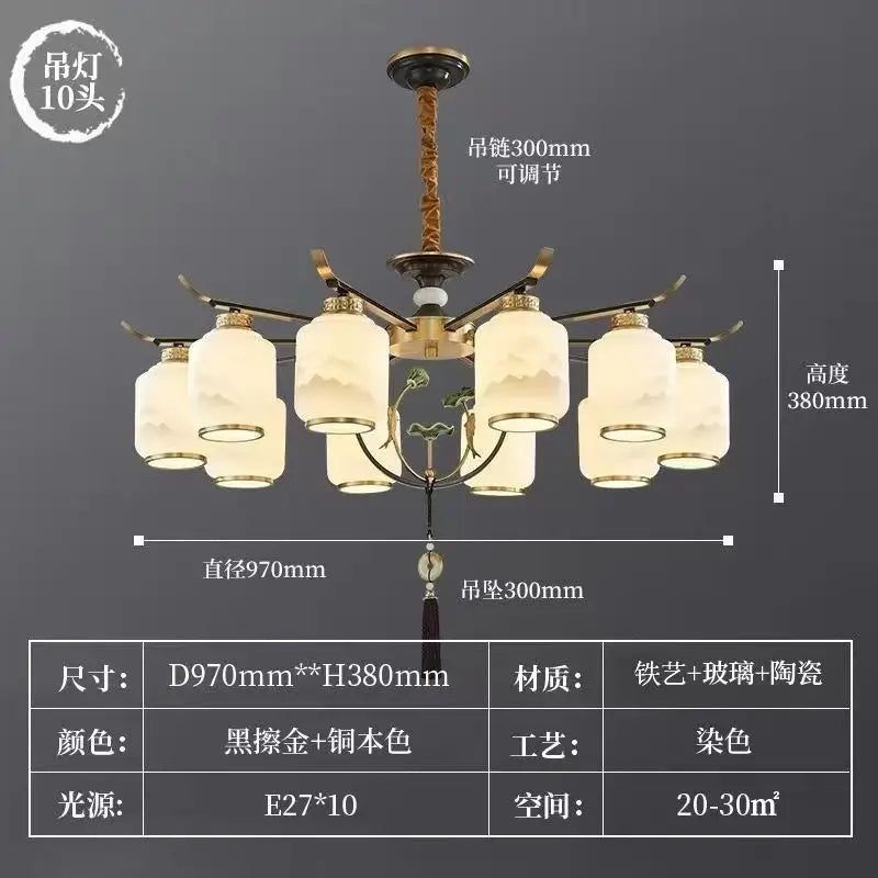 DecorBites™ Chinese Zen Chandelier for Home, Hotel, and Restaurant Living Room Lighting
