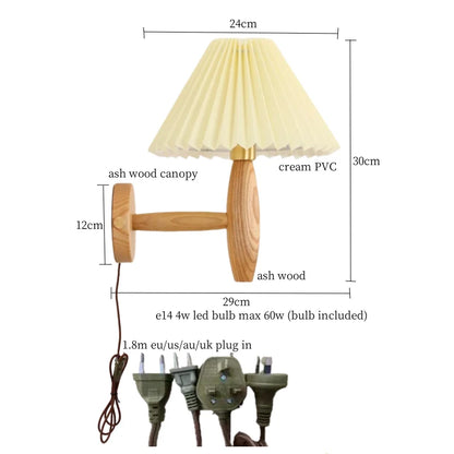 Apliques de pared DecorBites™ de PVC color crema con LED y apliques murales de madera de nogal japonés