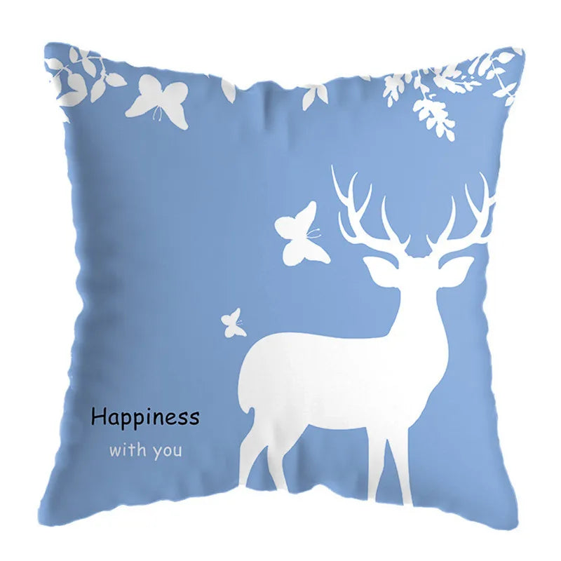 غطاء وسادة مطبوع عليه غزال هندسي من DecorBites™ مقاس 45×45 سم - ديكور منزلي أصفر