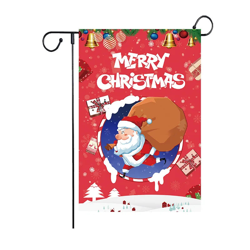 DecorBites™ Christmas Deer & Santa Garden Flags - Outdoor Xmas Decorations