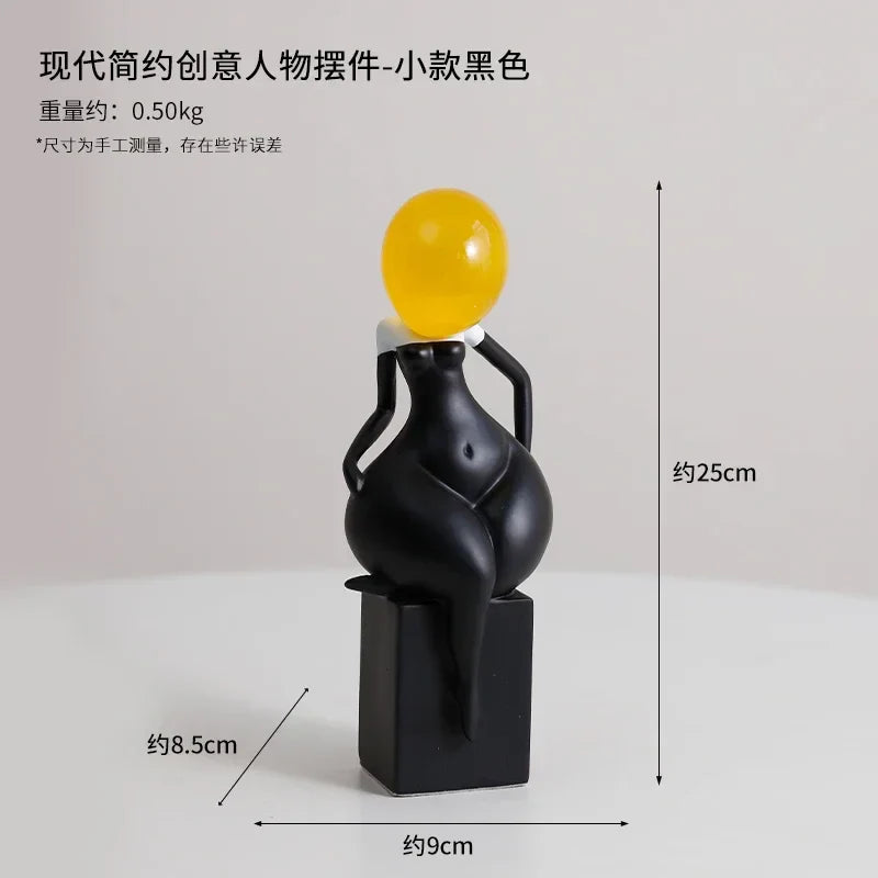 ديكور بايتس™ - تماثيل صغيرة لجسم المرأة مصنوعة من الراتنج باللونين الأبيض والأسود - ديكور منزلي