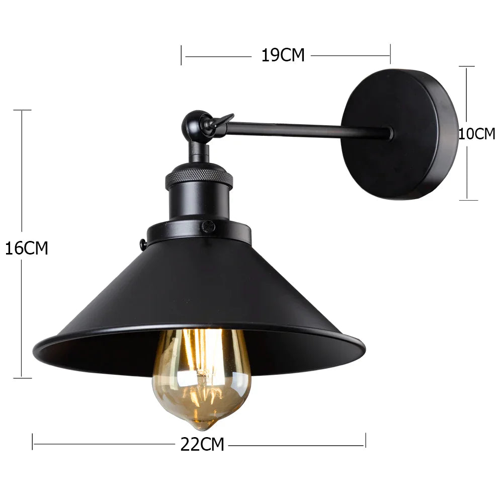 DecorBites™ Industrial Wall Sconce Light with Adjustable Metal Lampshade