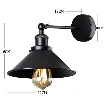 DecorBites™ Industrial Wall Sconce Light with Adjustable Metal Lampshade