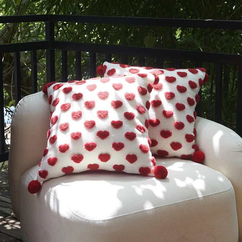 Juego de Fundas de Cojín Bordadas en Forma de Corazón Decorbites™ - Decoración de Simplicidad Nórdica para Sofá