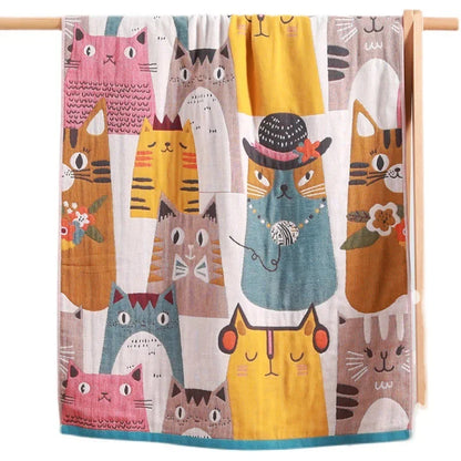 DecorBites™ Kids' Cute Cats Cotton Gauze Bath Towel