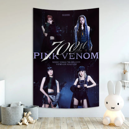 Decobites Kpop Black Pink Girl Group Tapestry Banner Concert Decorative Painting