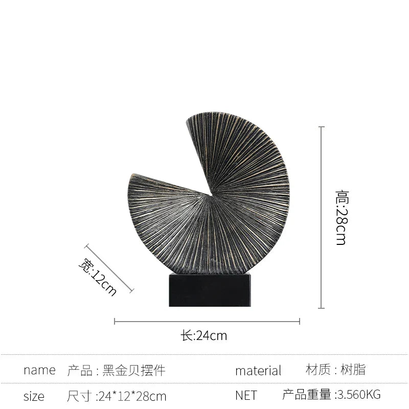 DecorBites™ Golden Ring Black and White Striped Abstract Resin Figurines Home Decor