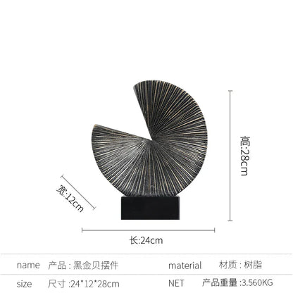 DecorBites™ Golden Ring Black and White Striped Abstract Resin Figurines Home Decor