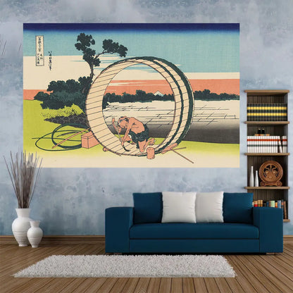 Decobites Ukiyo-E Kanagawa Landscape Tapestry: Japanese Scenery Wall Hanging for Aesthetic Home Decor