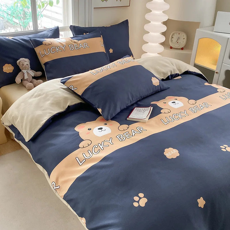 DecorBites™ Cute Printed Cotton Duvet Cover for Double Queen Bed - Cozy & Non-Fading