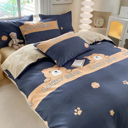 DecorBites™ Cute Printed Cotton Duvet Cover for Double Queen Bed - Cozy & Non-Fading