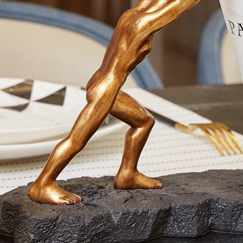 DecorBites™ Hercules Figurines Wine Rack: Modern Resin Desktop Organizer & Book Stand