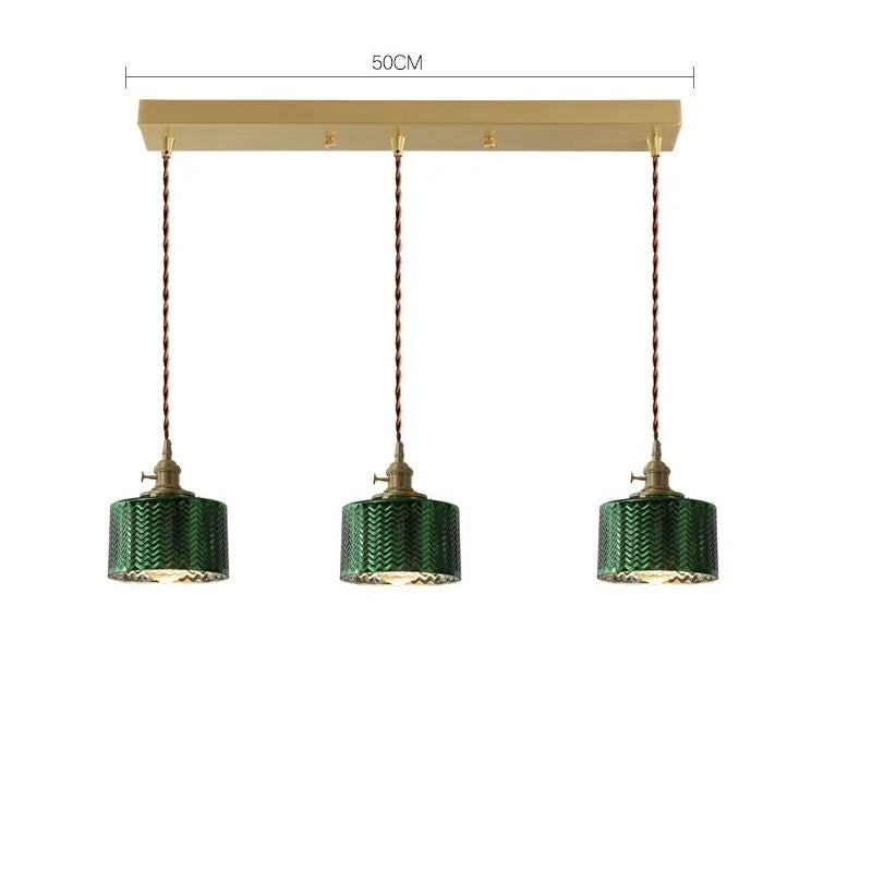 DecorBites™ Green Glass LED Pendant Lights for Indoor Lighting in Home, Living Room, Bar & Coffee