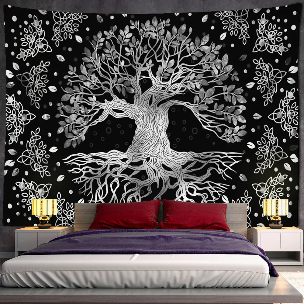 Decobites Psychedelic Tree of Life Mandala Wall Tapestry for Boho Home Decor