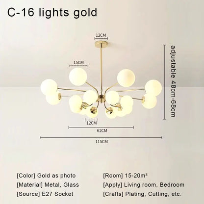 Lámpara de techo LED con bola de cristal DecorBites™ para salón y dormitorio modernos