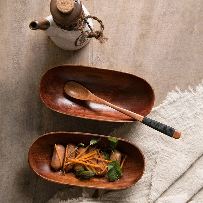 DecorBites™ Japanese Style Solid Wood Dried Fruit Dish - Exquisite Tableware