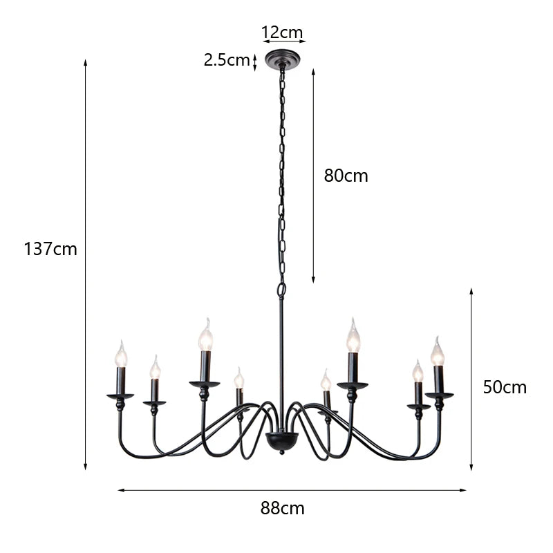 8 Heads Modern Simple And Luxurious American Iron Chandeliers Living Room Kitchen Dining Room Lights Bedroom Study Candle Light