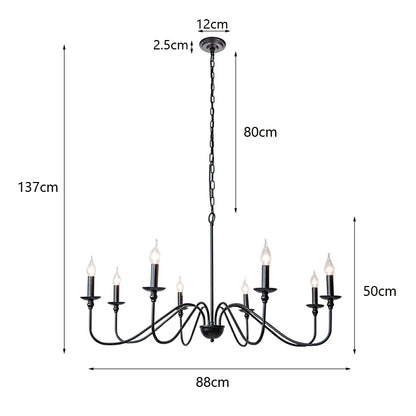 8 Heads Modern Simple And Luxurious American Iron Chandeliers Living Room Kitchen Dining Room Lights Bedroom Study Candle Light