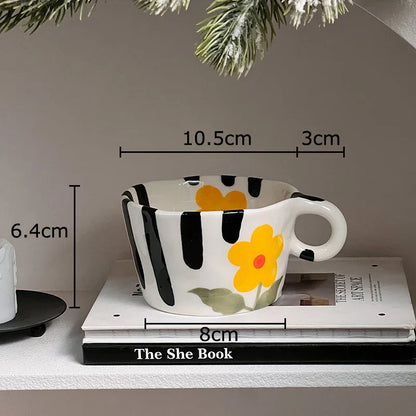 DecorBites™ Cartoon Pattern Ceramic Mug Set for Happy Dining and Tea Time