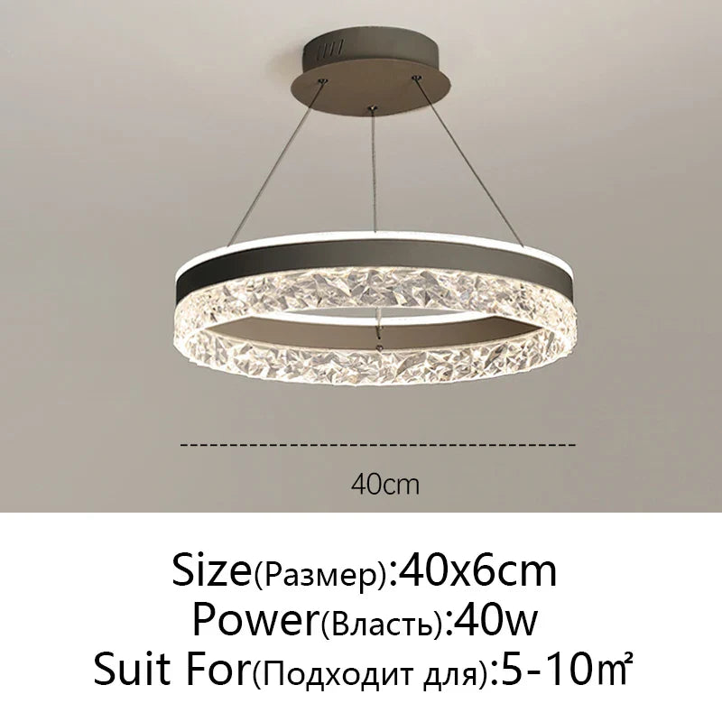 DecorBites™ Crystal Rings LED Chandelier Black&White Frame
