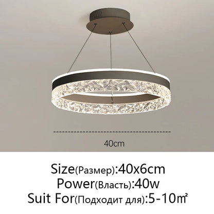 DecorBites™ Crystal Rings LED Chandelier Black&White Frame