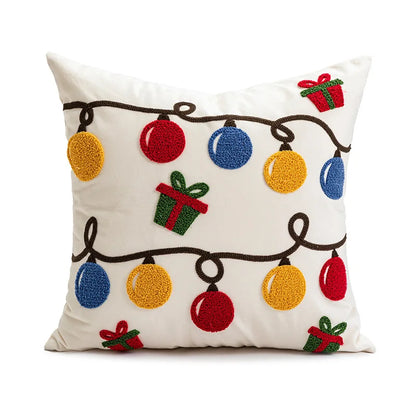 DecorBites™ Christmas Day Embroidered Pillowcase for Living Room Sofa, Party Decor