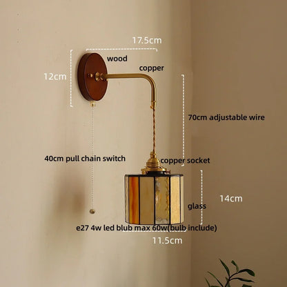 DecorBites™ Adjustable LED Wall Lamp Sconce Copper Wood Glass Stair Light