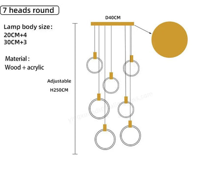 DecorBites™ LED Wooden Staircase Chandelier Ceiling Lights - Modern Hanging Pendant Lamps