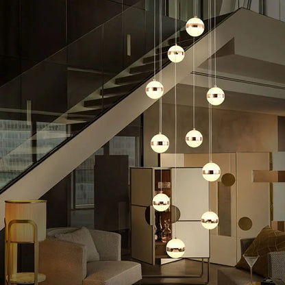 DecorBites™ Gold Acrylic Chandelier - Modern Staircase LED Lighting