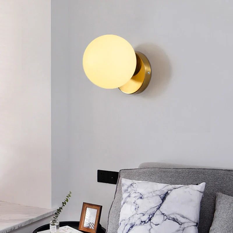 DecorBites™ Glass Ball Wall Lamp: Modern Nordic Design for Bedroom, Living Room, Study & Aisle