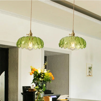 DecorBites™ Green Glass LED Hanging Pendant Lights