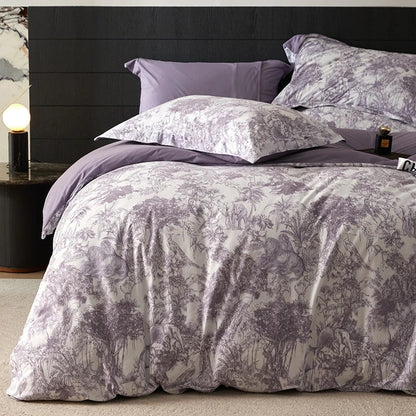 Decobites Forest Plant Ink Print Bedding Set, Soft Warm Duvet Cover Set