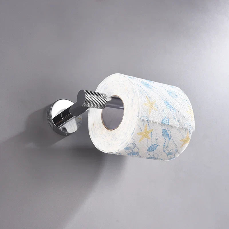 DecorBites™ Bathroom Essentials Set: Towel Bar, Toilet Paper Holder, Bathrobe Hook, Soap Dish, Toilet Brush