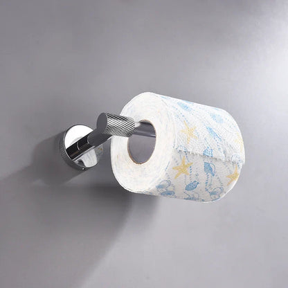 DecorBites™ Bathroom Essentials Set: Towel Bar, Toilet Paper Holder, Bathrobe Hook, Soap Dish, Toilet Brush