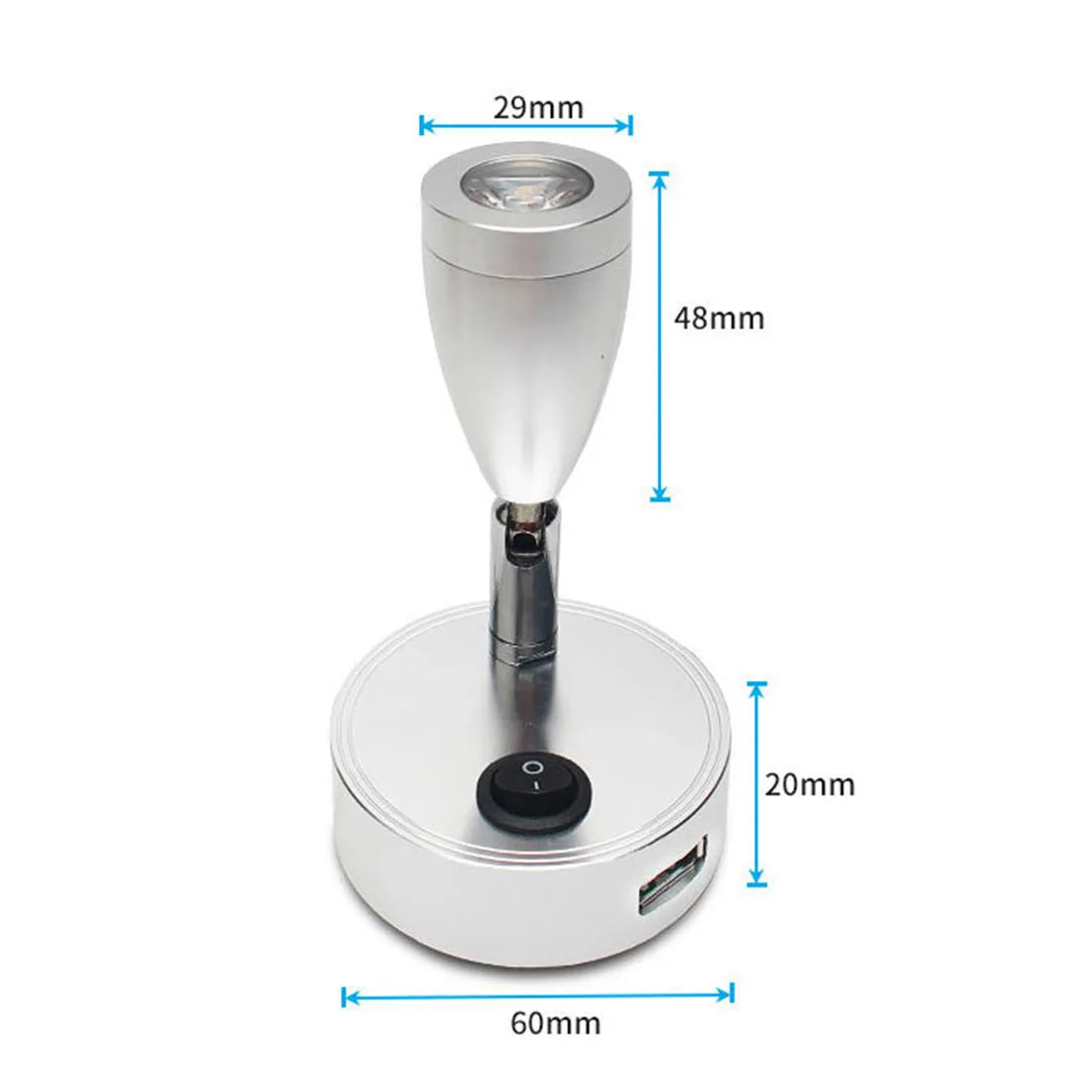 DecorBites™ 12V LED Spotlight with USB Charger for Camper Van Trailer Bed Reading Light