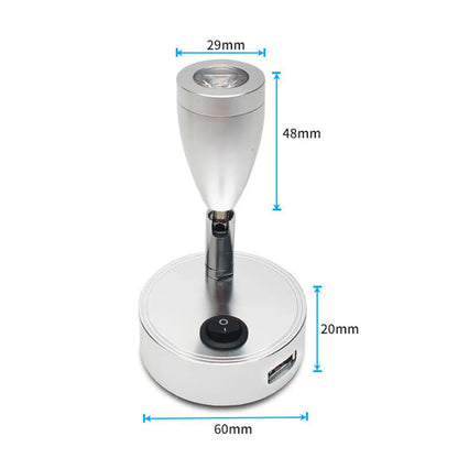 DecorBites™ 12V LED Spotlight with USB Charger for Camper Van Trailer Bed Reading Light