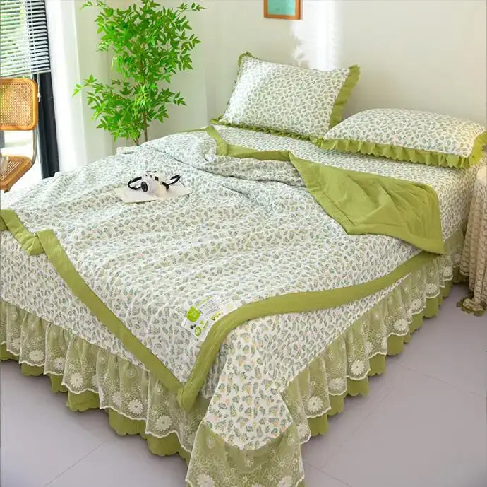 DecorBites™ Breathable Cotton Summer Bedding Set - 4 Pieces