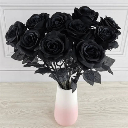 Silk Black Rose Flower Bouquet