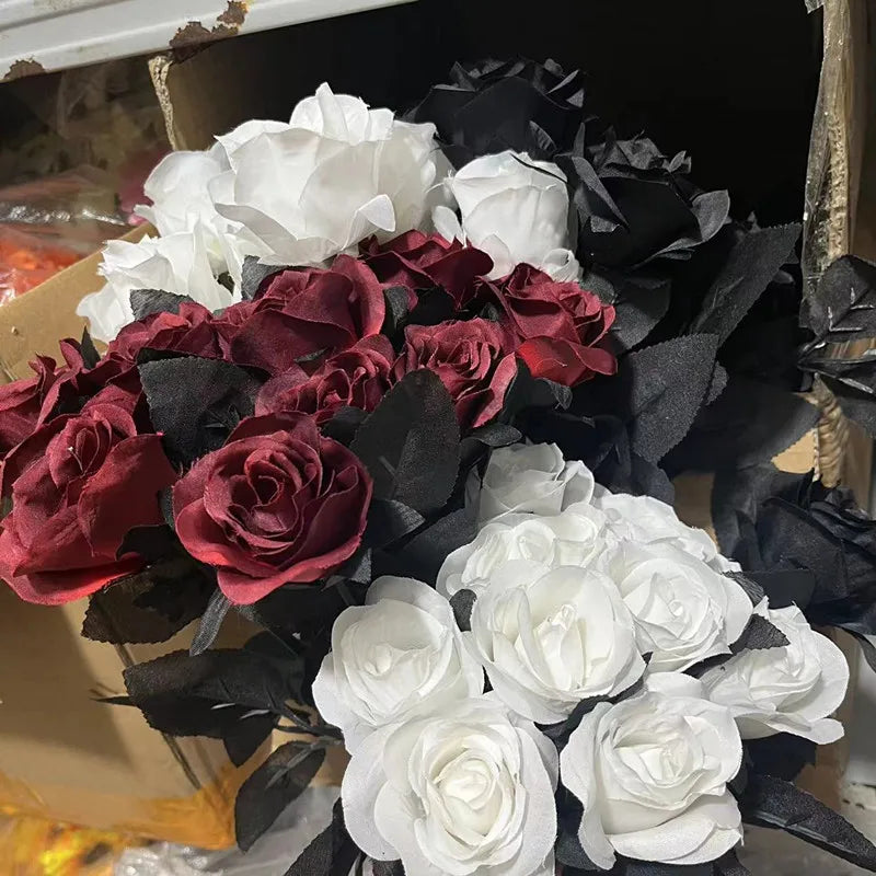 Silk Black Rose Flower Bouquet